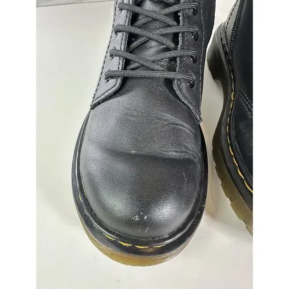 Dr. Martens Junior 1460 Softy T Black Leather Lace-Up Side Zip Boots Kids Size 2 - Picture 5 of 14